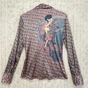Vintage Neusteters Nik Nik Nylon Blouse Made Italy Victorian Woman RARE Unique